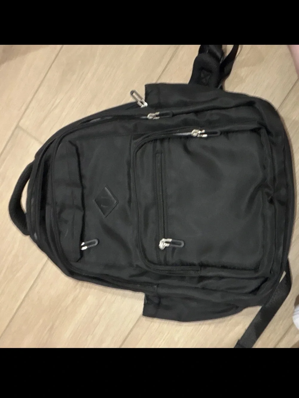 Black Everyday Backpack with Multiple Zip Pockets